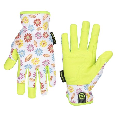 LEGACY Flexzilla? Garden Utility Gloves, Synthetic Leather, Floral/ZillaGreen?, For Women, L GH201L